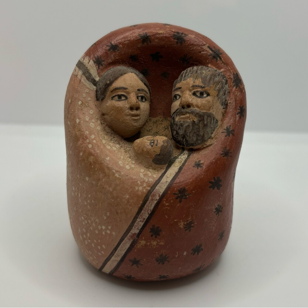 Holy Family Terracota Sculpture Made In Peru